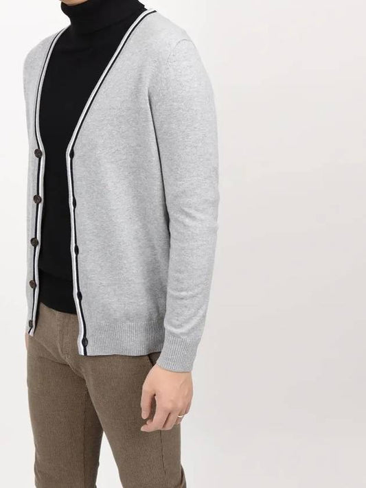 Gray color matching line slim fit cardigan - IKALOOOK - BALAAN 1