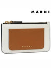 Saffiano Two-Tone Zipper Card Wallet Liliy White Dijon - MARNI - BALAAN 3