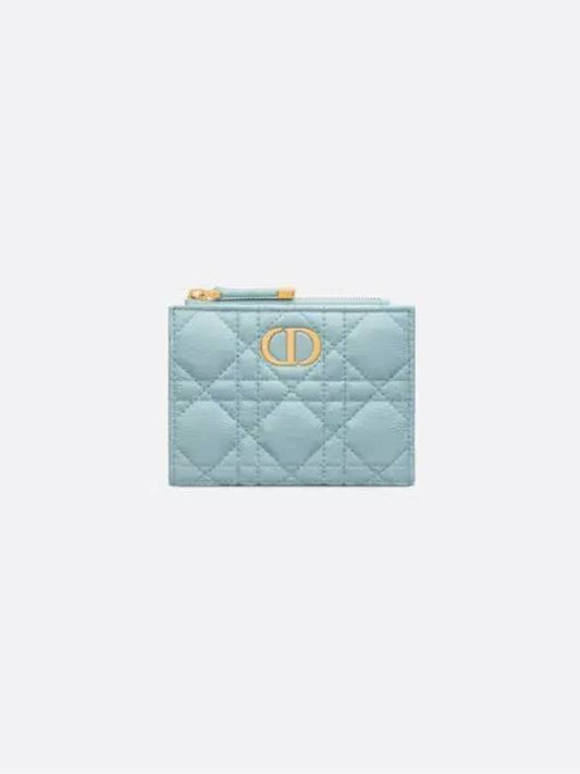 Caro Dahlia Supple Cannage Calfskin Half Wallet Blue - DIOR - BALAAN 1