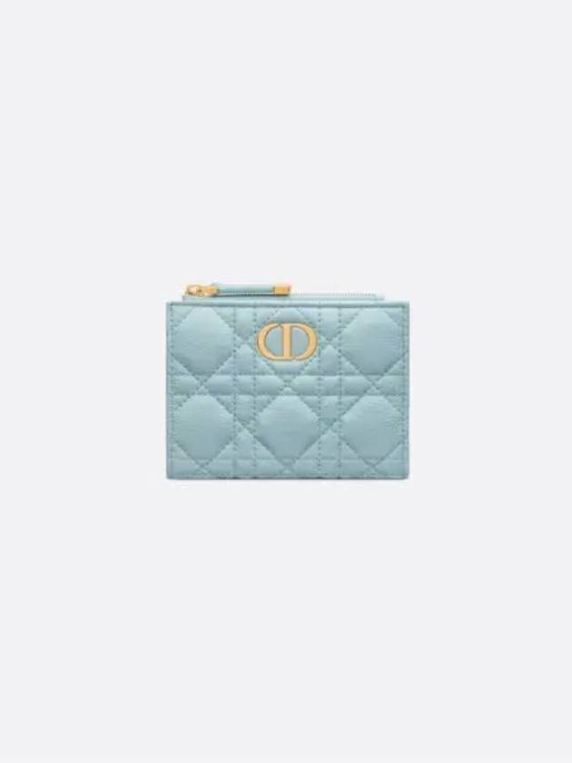 Caro Dahlia Supple Cannage Calfskin Half Wallet Blue - DIOR - BALAAN 1