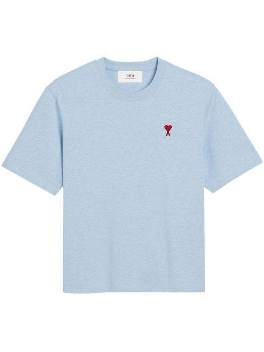 Small Heart Logo Boxy Fit Short Sleeve T-Shirt Light Blue - AMI - BALAAN 2