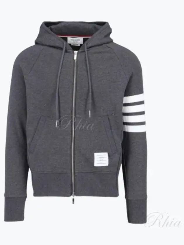 Engineered 4 Bar Diagonal Zip Up Hoodie Dark Grey - THOM BROWNE - BALAAN 2