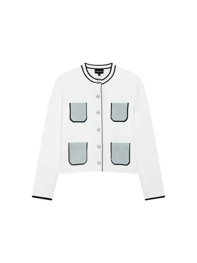 Women s Pocket Point Knit Jacket White - EMPORIO ARMANI - BALAAN 1