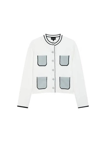 Women s Pocket Point Knit Jacket White - EMPORIO ARMANI - BALAAN 1