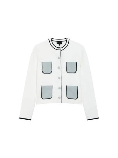 Women s Pocket Point Knit Jacket White - EMPORIO ARMANI - BALAAN 1