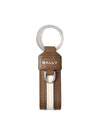 Logo Print Striped Leather Key Holder Brown - BALLY - BALAAN 1