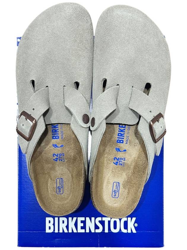 Boston Soft Footbed Suede Medium Narrow Slippers Taupe - BIRKENSTOCK - BALAAN 6