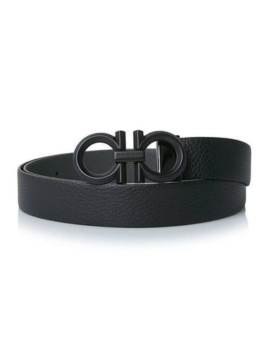 Gancini Buckle Reversible Leather Belt Black - SALVATORE FERRAGAMO - BALAAN 1