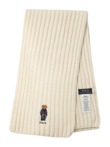 Polo Ralph Lauren Teddy Bear Embroidered Knit Scarf - POLO RALPH LAUREN - BALAAN 1