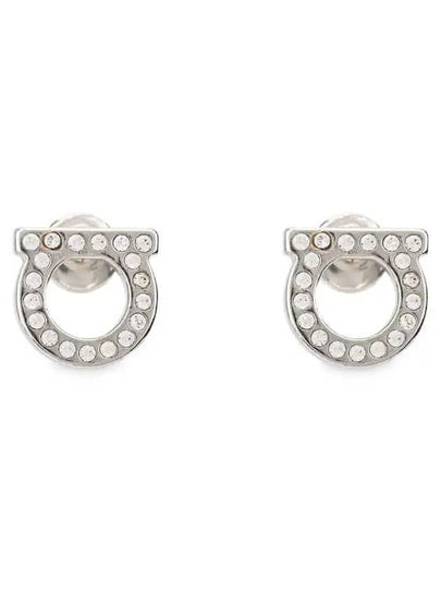 Gancini Crystal Small Earrings Silver - SALVATORE FERRAGAMO - BALAAN 2