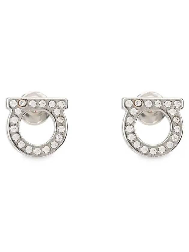 Gancini Crystal Small Earrings Silver - SALVATORE FERRAGAMO - BALAAN 2