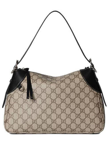 Beige dark brown fabric GG emblem medium shoulder bag 815216FAD6L9741 - GUCCI - BALAAN 1