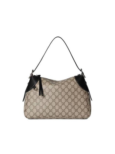 GG Emblem Medium Shoulder Bag Beige Black - GUCCI - BALAAN 1