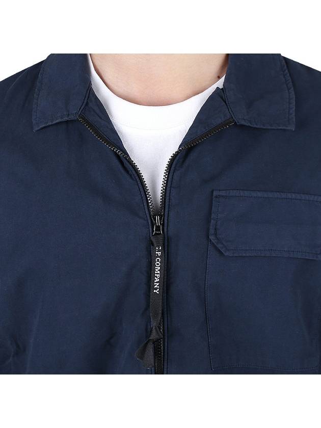 Lens Wappen Gabardine Shirt Zip-up Jacket Navy - CP COMPANY - BALAAN 8