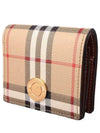 Check Small Leather Half Wallet Beige - BURBERRY - BALAAN 3