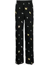 Birds And Bees Embroidered Straight Pants Black - THOM BROWNE - BALAAN 2