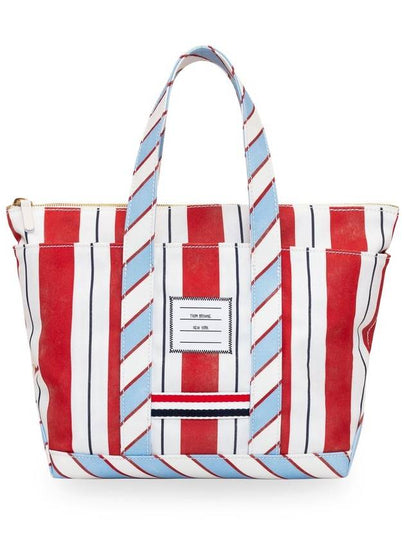 Wash Striped Small Tool Canvas Tote Bag Red - THOM BROWNE - BALAAN 2