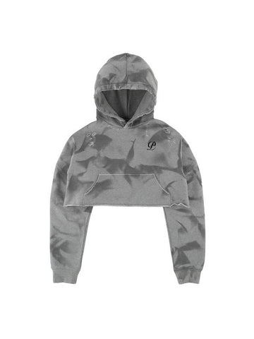 Crop Damaged Hoodie Grey - PEOPLE OF THE WORLD - BALAAN 1