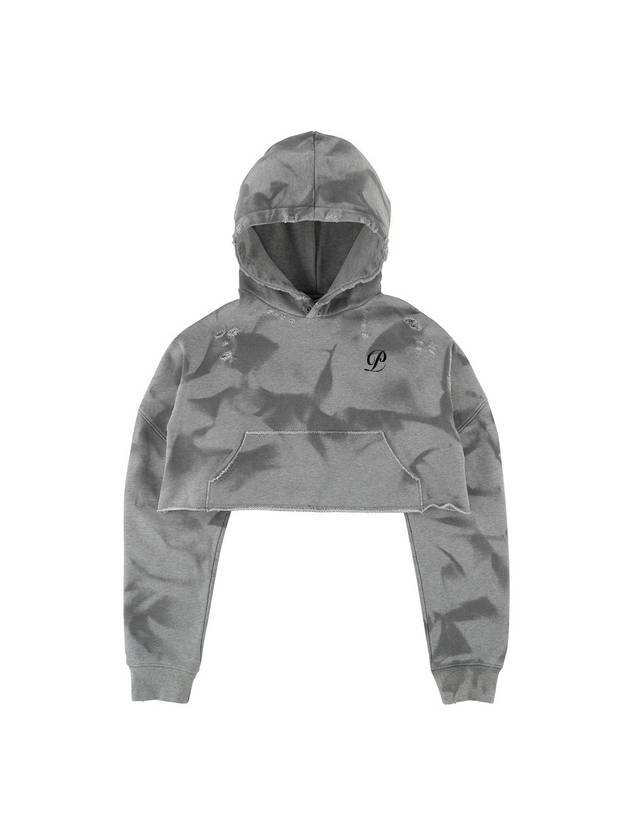 Crop Damaged Hoodie Grey - PEOPLE OF THE WORLD - BALAAN 2