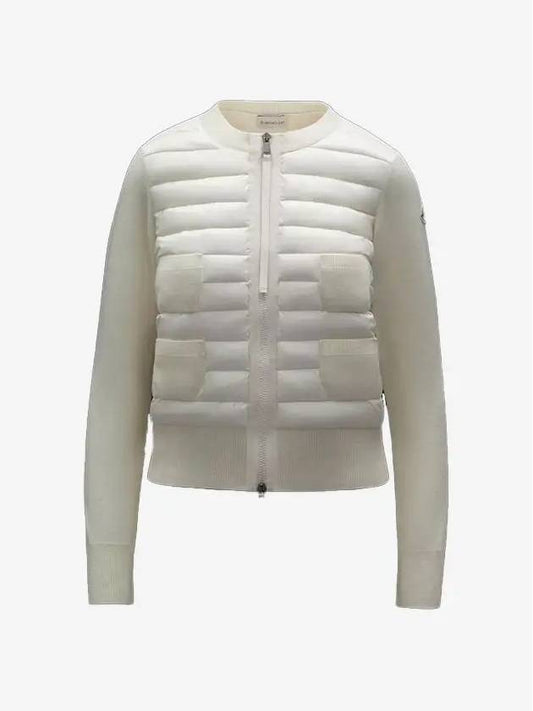 Women's Padded Wool Cardigan White - MONCLER - BALAAN 2