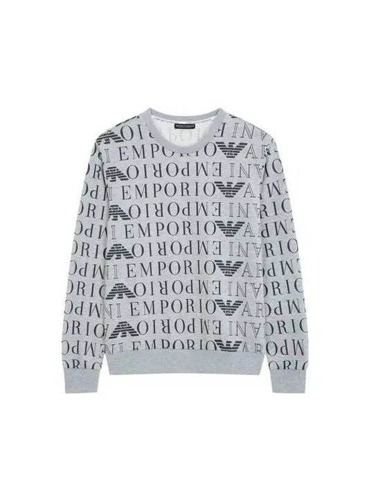 UNDERWEAR Men's Logo Pattern Crew Neck Lounge Sweatshirt Melange Gray 271494 - EMPORIO ARMANI - BALAAN 1