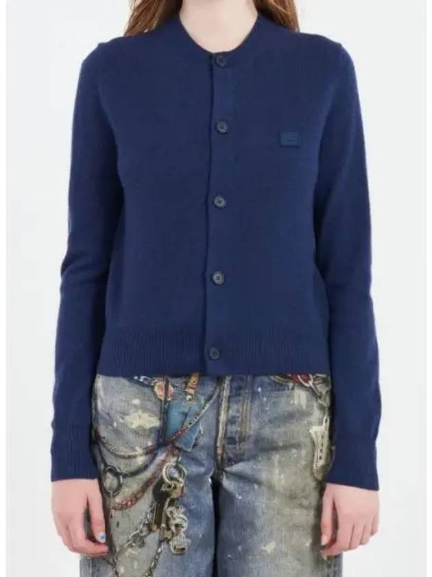 Wool Crew Neck Cardigan Blue - ACNE STUDIOS - BALAAN 2