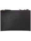 Logo 4 Bar Leather Clutch Bag Black - THOM BROWNE - BALAAN 4