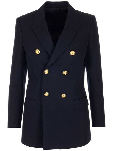 Diagonal Wool Long Pea Coat Navy - CELINE - BALAAN 1