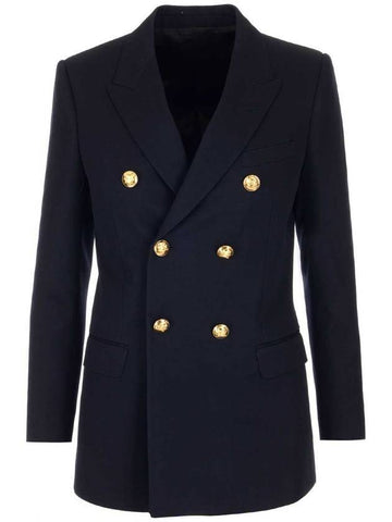 Diagonal Wool Long Pea Coat Navy - CELINE - BALAAN 1