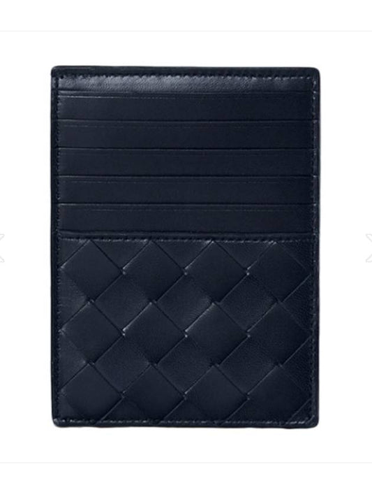 Intrecciato Woven Card Wallet Midnight Blue - BOTTEGA VENETA - BALAAN 2