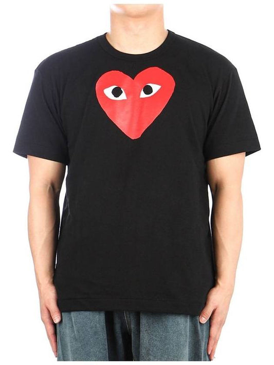 P1T112 BLACK Men s Big Red Heart Short Sleeve T Shirt - COMME DES GARCONS - BALAAN 1