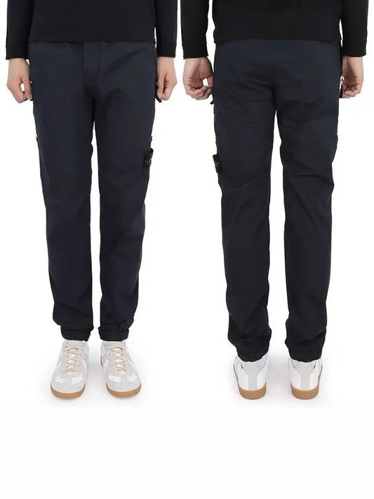 Men's Compass Patch Light Stretch Cotton Canvas Track Pants Navy - STONE ISLAND - BALAAN 2