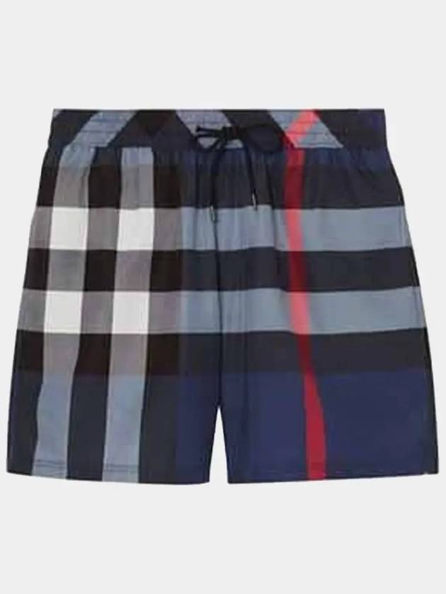 Men's Check Drawstring Swim Shorts Carbon Blue - BURBERRY - BALAAN 2