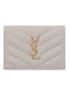 Monogram Caviar Leather Flap Card Wallet Blanc Vintage - SAINT LAURENT - BALAAN 1