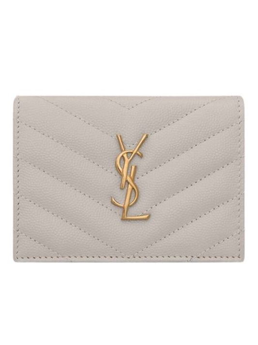 Monogram Flap Bicycle Wallet Blanc Vintage Gold Plated - SAINT LAURENT - BALAAN.