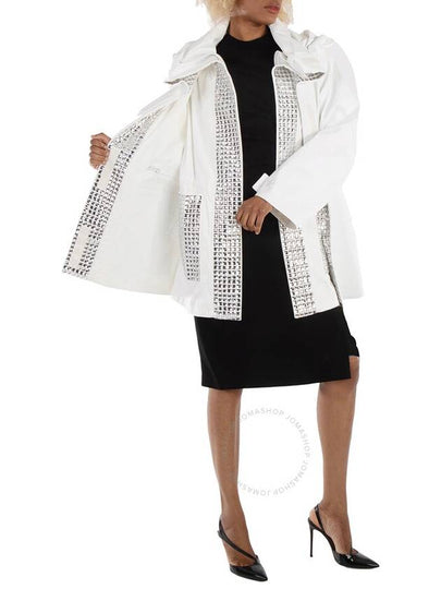 Burberry Ladies White Stud-Embellished Details Hooded Coat, Size Small - BURBERRY - BALAAN 2