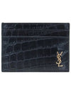 Monogram Logo Crocodile Card Wallet Black - SAINT LAURENT - BALAAN 2