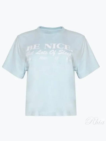 24 Be Nice Crop T Shirt Baby Blue White TO046S412BB - SPORTY & RICH - BALAAN 1