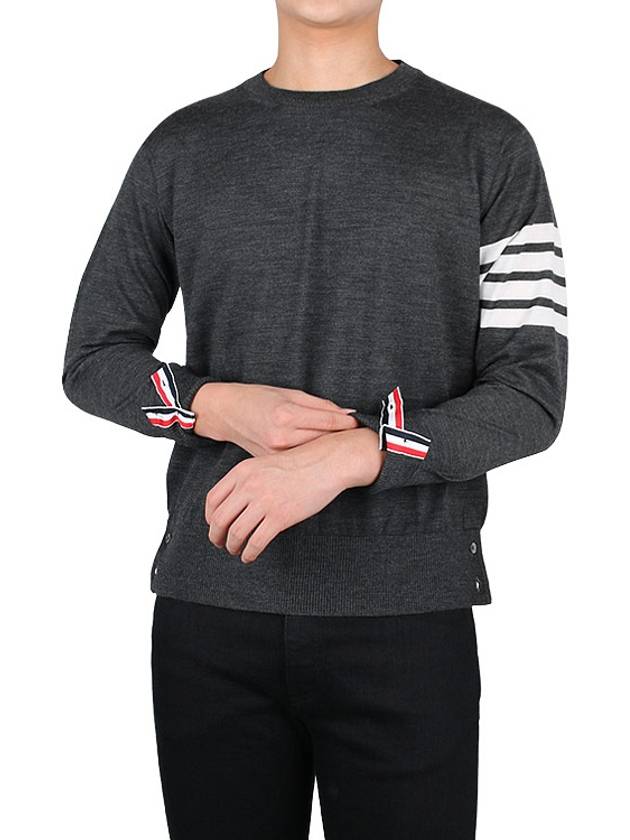 4 Bar Armband Classic Merino Wool Knit Top Dark Grey - THOM BROWNE - BALAAN 3