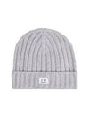 Extra Fine Merino Wool Logo Beanie Grey - CP COMPANY - BALAAN 2