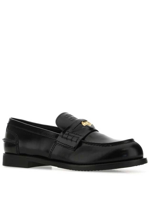 Brushed Leather Penny Loafers Black - MIU MIU - BALAAN 3