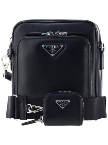 Triangle Metal Logo Shoulder Bag Black - PRADA - BALAAN 1