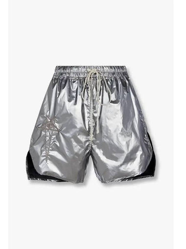 WOMEN Champion Drawstring Embroidered Logo Shorts Silver - RICK OWENS - BALAAN 1