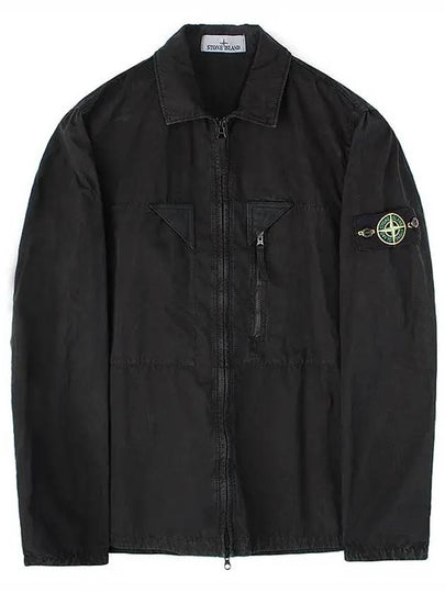 Wappen Patch Old Treatment Zip-Up Overshirt Black - STONE ISLAND - BALAAN 2