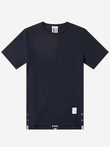 Pique center back stripe short sleeve t shirt MJS056A 00050 415 - THOM BROWNE - BALAAN 1