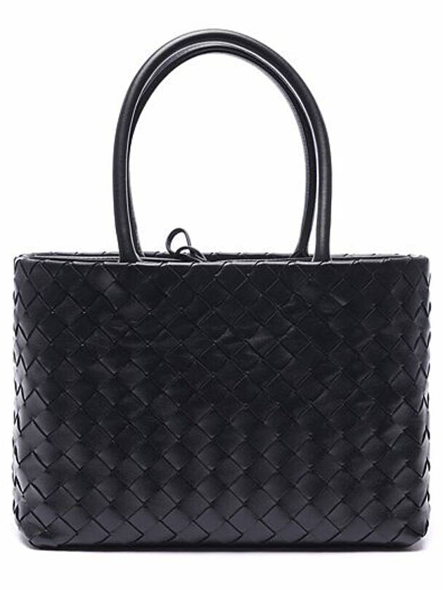 Intercciato Leather Tote Bag Black - BOTTEGA VENETA - BALAAN 2