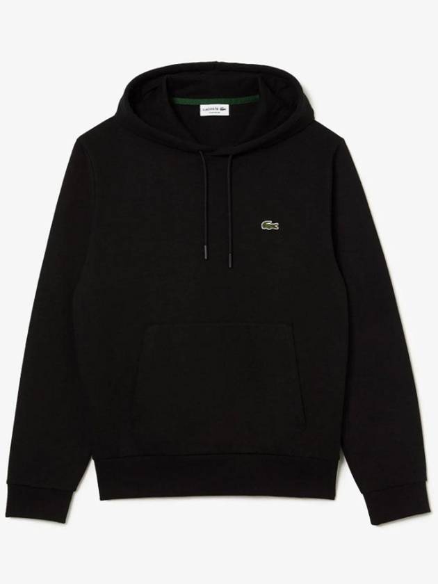 Logo Patch Organic Cotton Hoodie Black - LACOSTE - BALAAN 2