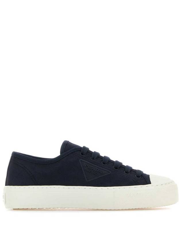 Triangle Logo Fabric Low Top Sneakers Navy - PRADA - BALAAN 2