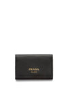 Logo Bifold Leather Card Wallet Black - PRADA - BALAAN 1