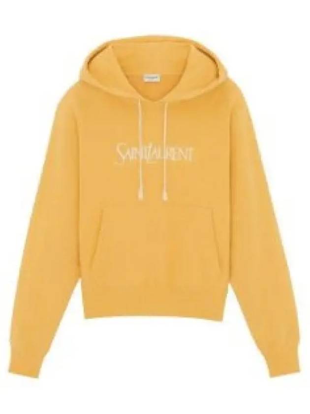 Logo Print Cotton Hoodie Yellow - SAINT LAURENT - BALAAN 2